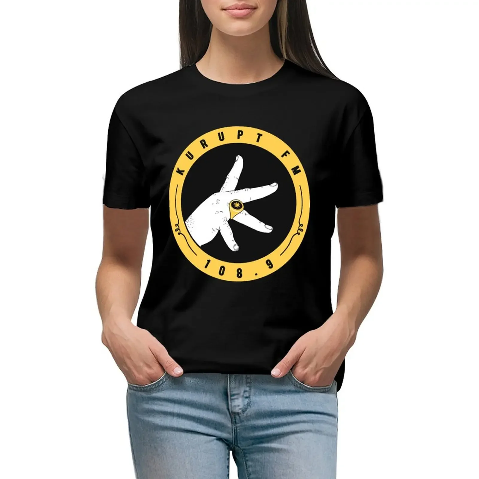 

BEST SELLER - Kurupt FM Logo T-shirt kawaii clothes korean fashion cute tops white t-shirts for Women