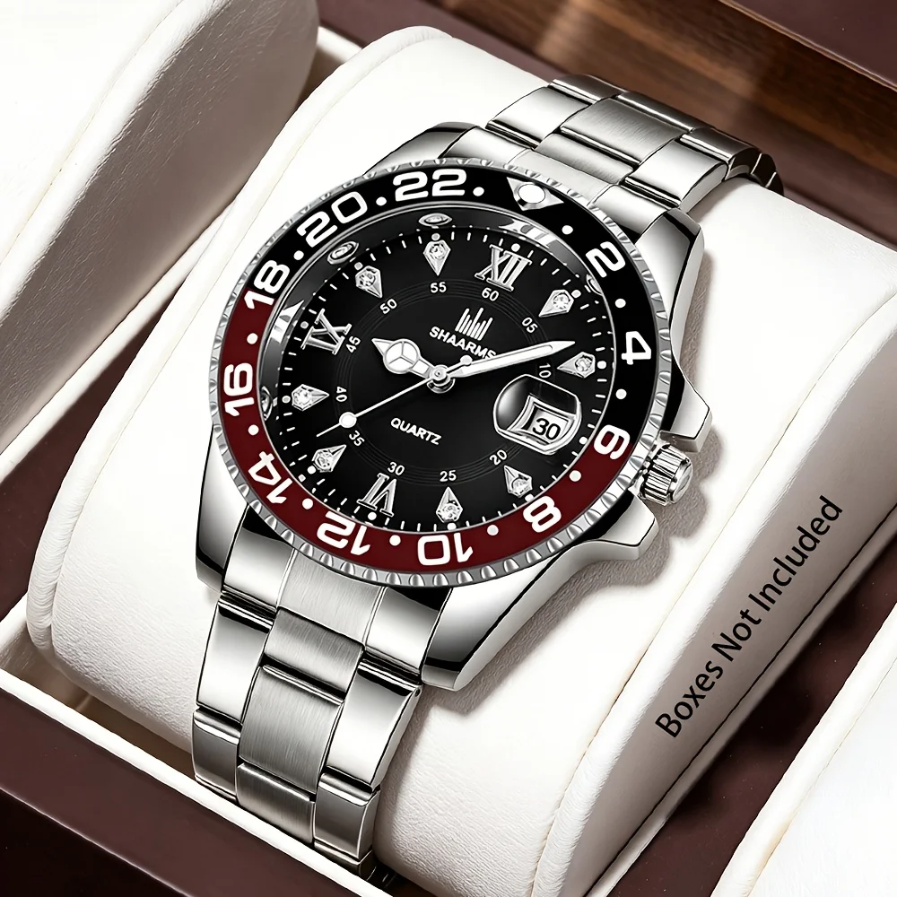 1PC Fashion Retro Round Dial Quartz Watch, Classic Zinc Alloy Case and Stainless Steel Band