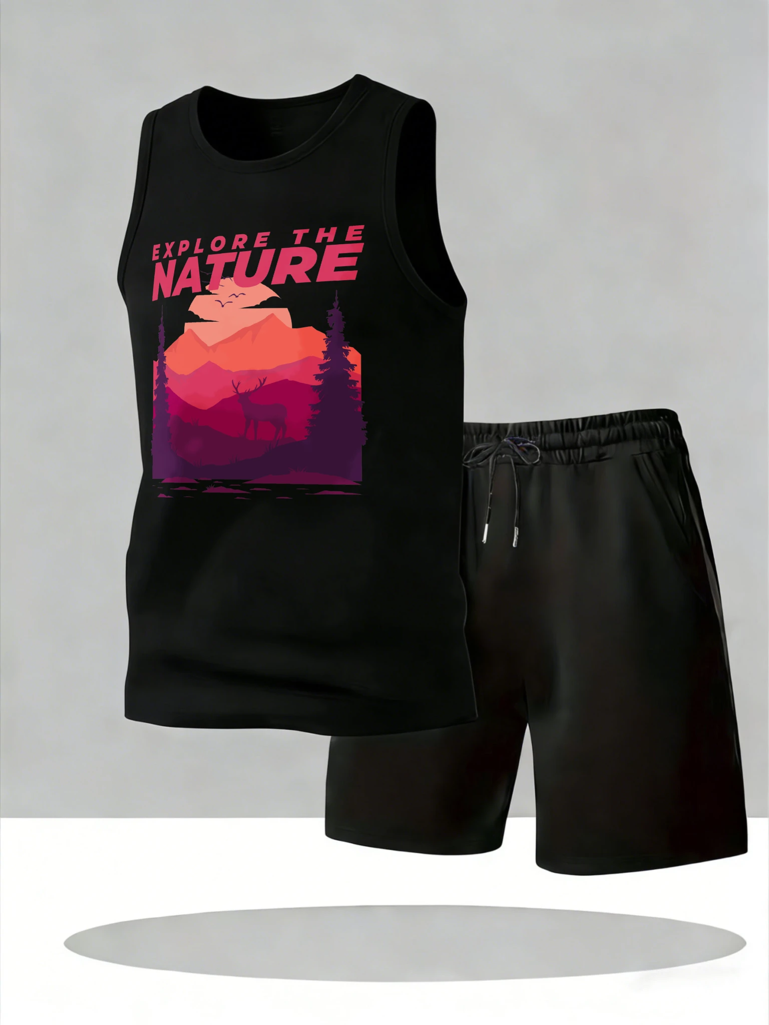 

Men's Tank Top Sets 2026 Summer Quick drying men's suits sweatshirt set crewneck running Breathable oversize sports beach