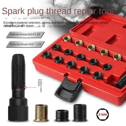 Automotive spark plug thread repair tool, tapping thread sleeve, thread repair, regenerated tap, screwdriver, open tooth tapping