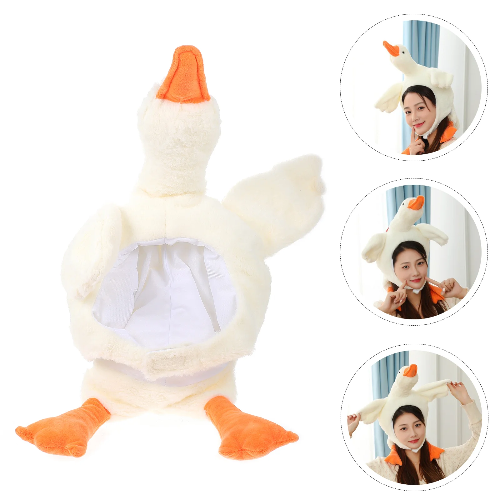 

Headgear Creative Hat Prank Animal Party Costume White Goose Prop Accessories Pp Cotton Funny Headdress Decorative Festive