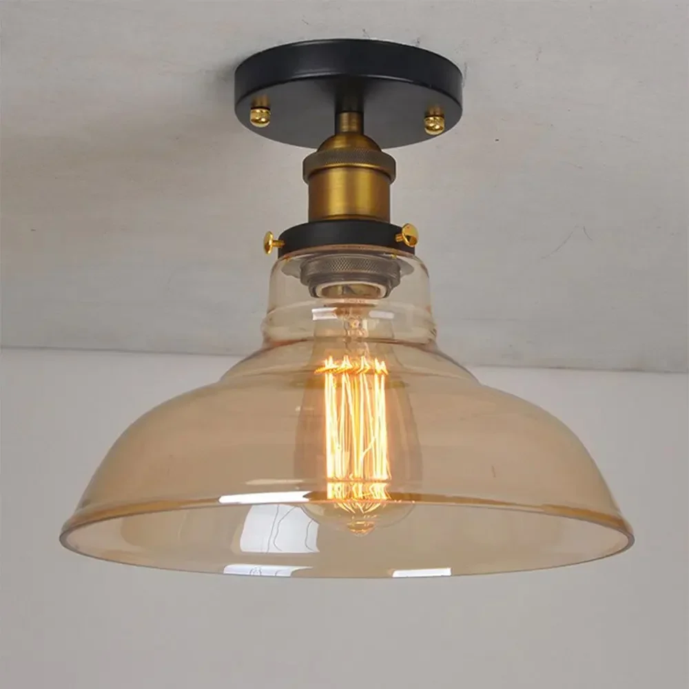 

Retro Glass Ceiling Lamp E27 Simplicity Industrial Chandeliers Lights Loft Cloakroom Balcony Hallway Lamp Porch Light