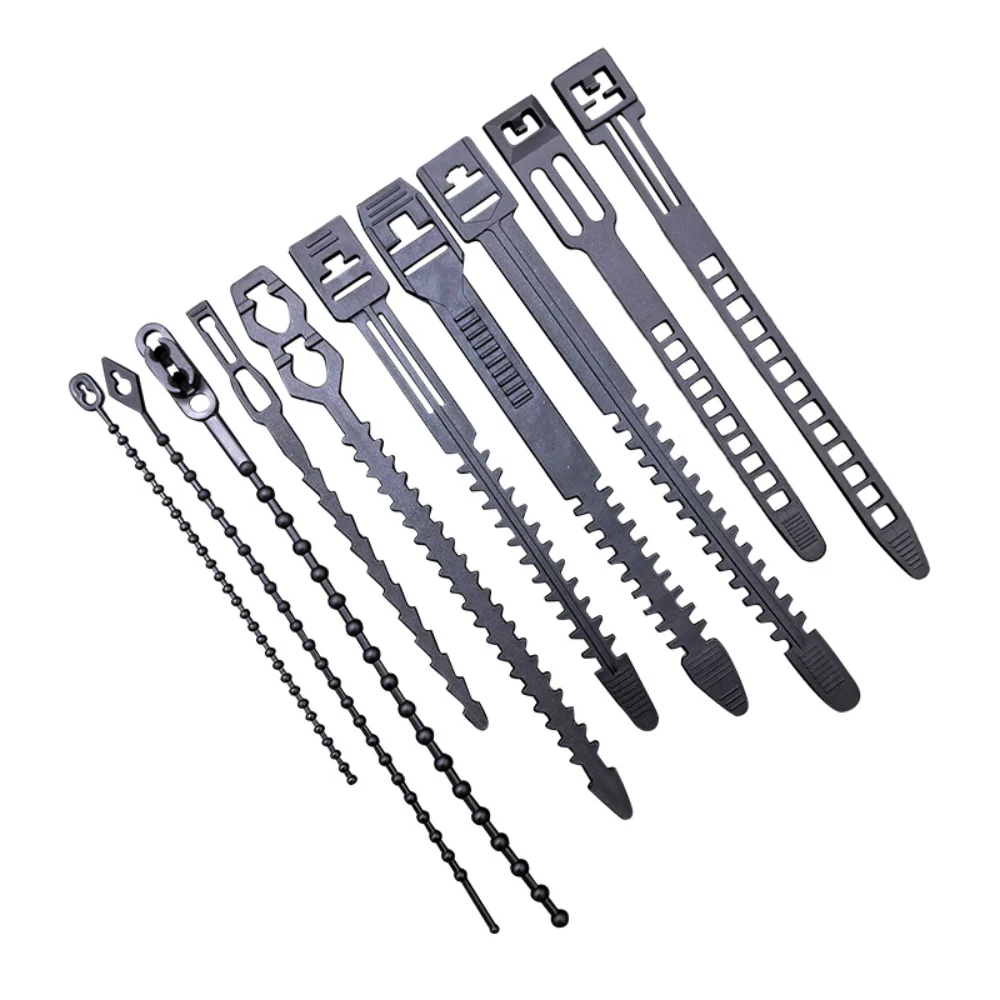 

100pcs Self-locking Plastic Nylon Tie Black Zip Wraps Strap Nylon Cable Tie Set Fastening Ring Loop Wire Wrap