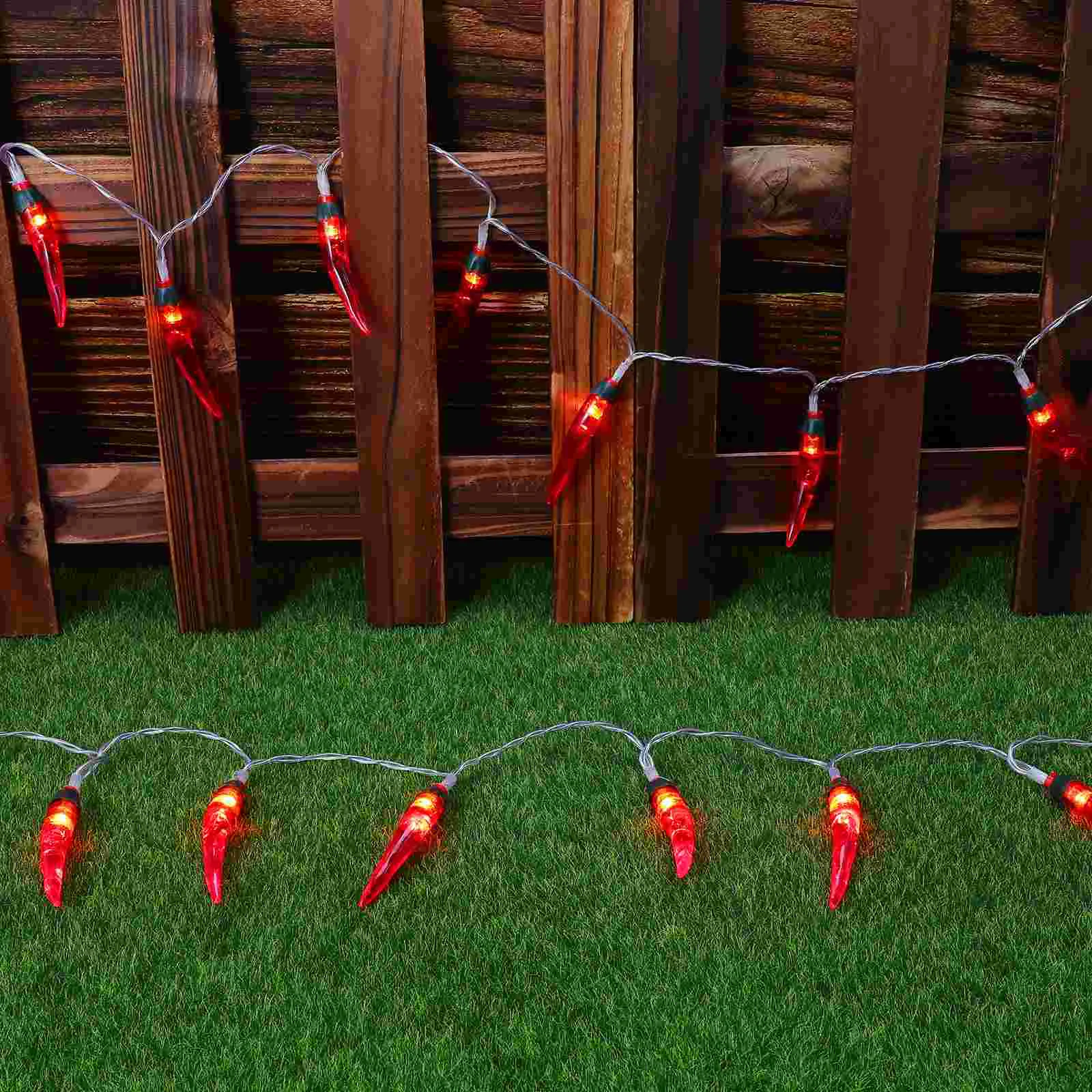 5M Chili String Lights 50 LEDs -operated Pepper Lights Decorations for Party Patio Fence Deck Balcony Camping (without Ba