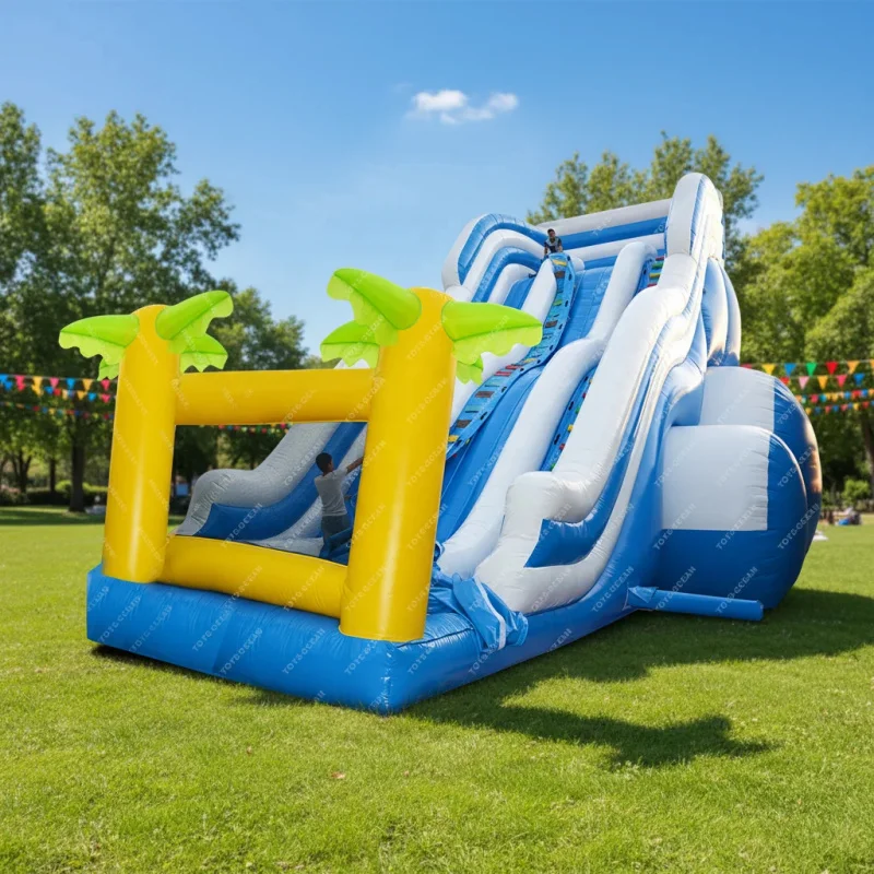 Factory Custom Outdoor Large Commercial PVC Inflatable Water Slide Palm Tree Design for Adults & Kids 100-500kg Capacity