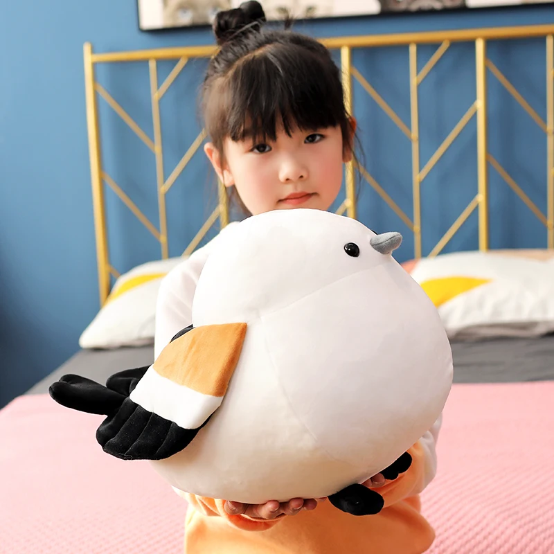 Cute Tit Plush Toy Soft Stuffed Animal Fat Bird Doll Throw Pillow Hug Sparrow Plushies Birthday Gifts For Girl