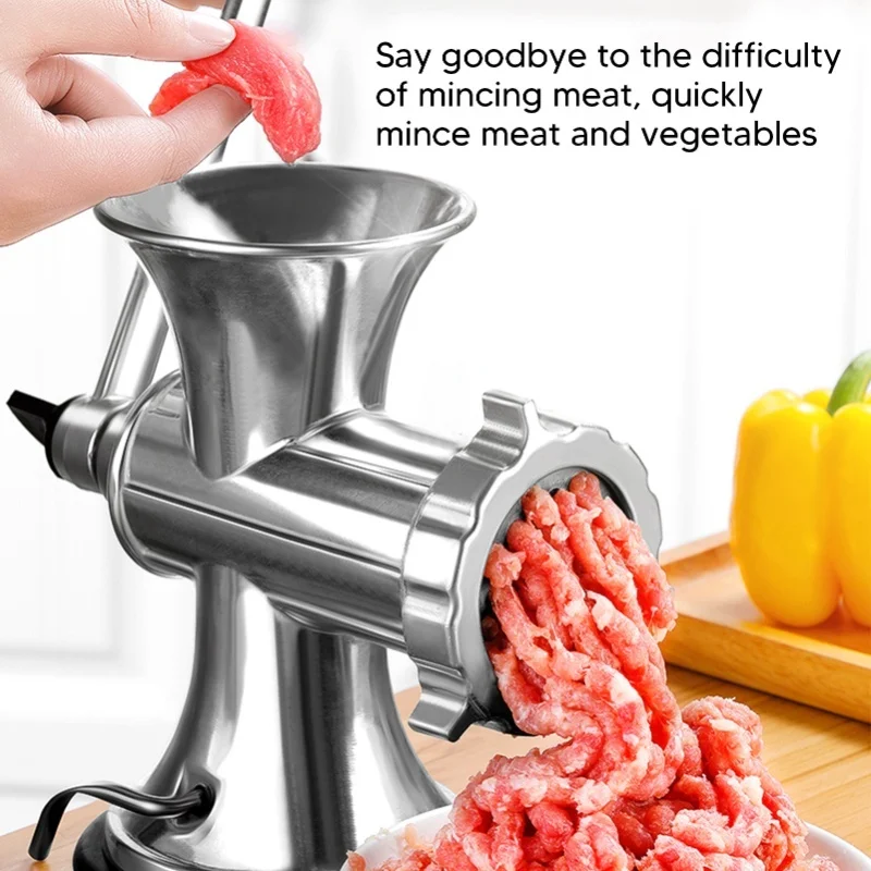 

Manual Meat Grinder Silver Suction Cup Type Meat Mincing Machine Aluminum Alloy Sausage Filling Machine For Home Kitchen