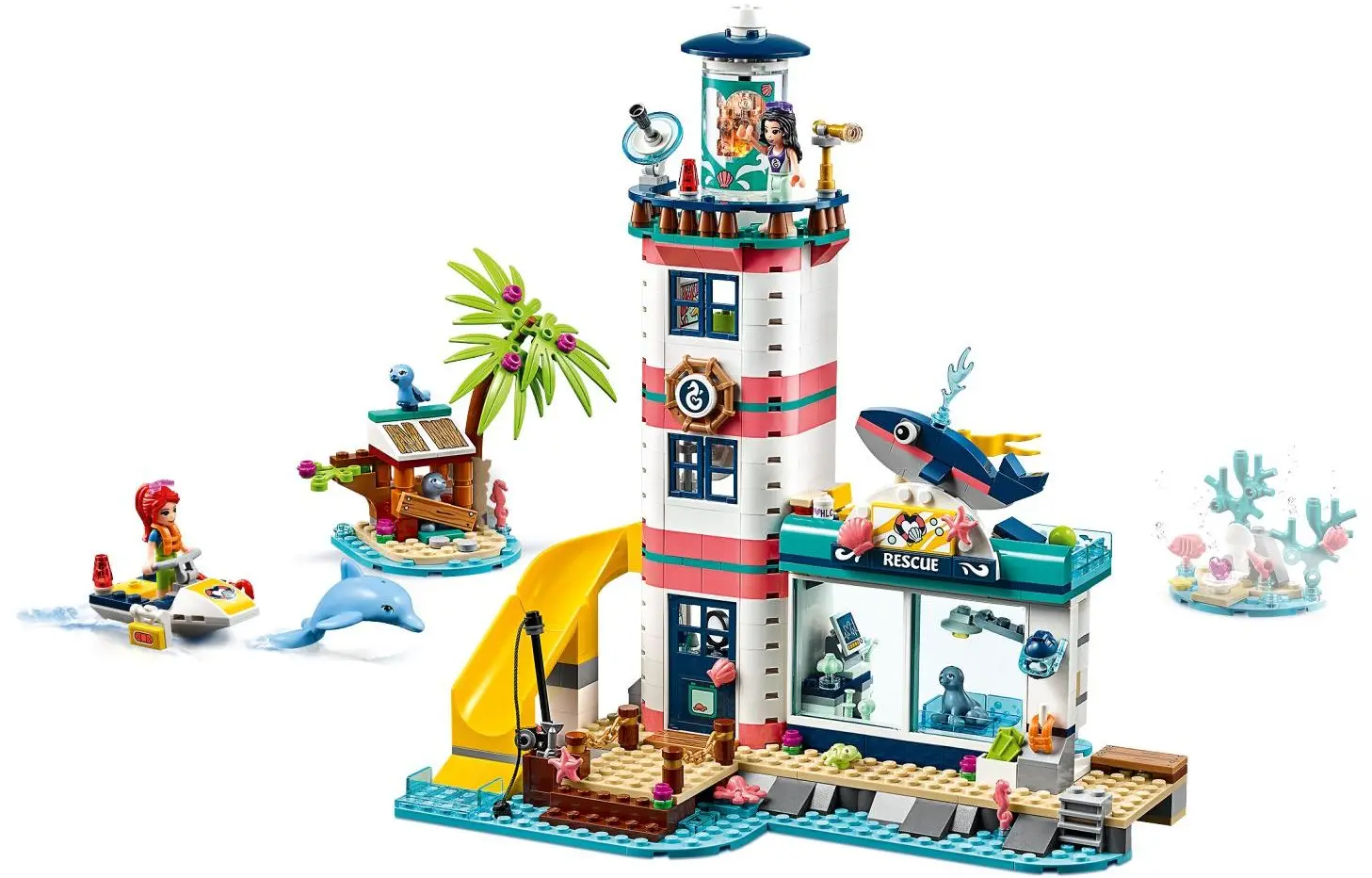 639pcs Friends Lighthouse with Floodlight Rescue Center Water Scooter Lab 11372 Building Blocks toys Compatible With Model 41380