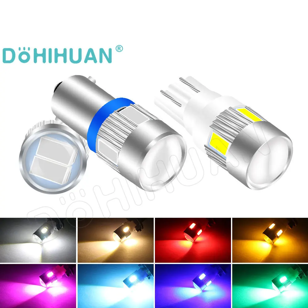 DOHIHUAN 2PCS BA9S 194 T10 Led Bulb 5630 WY5W T4W Reading Interior Door Dome Trunk License Plate Car Signal Lamp Parking Light