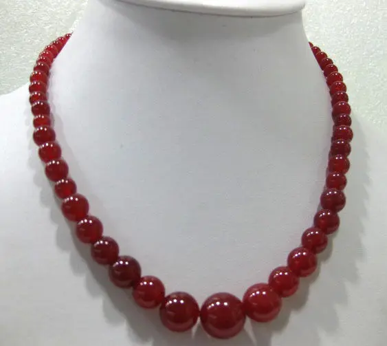 

charming 6-14mm red natural jade necklace