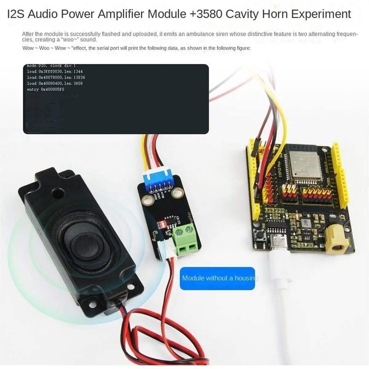 MAX98375 I2S Audio Power Amplifier Module DIY Class D Audio Amplifier Board for Electronics Building Block, with Speaker