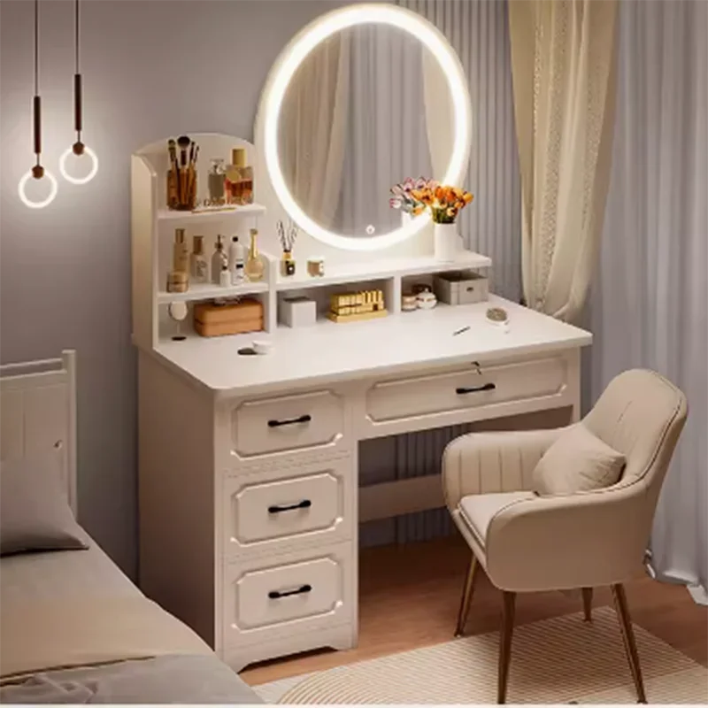 

Nordic Handles Girl Dressing Table Bedroom Makeup Minimal Vanity Mirror Dressing Table Bedroom Cheap Texture Tocador Furniture