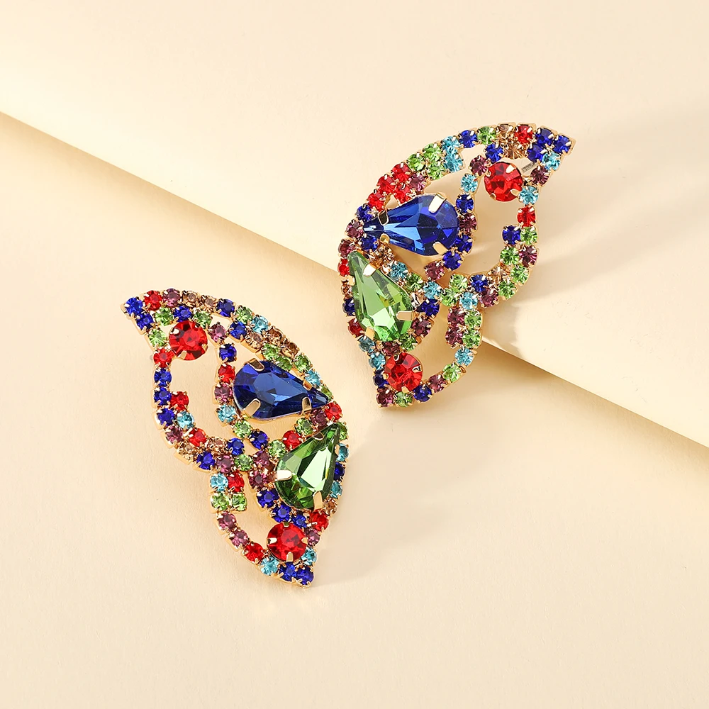 Romantic Fashion Butterfly Wing Shiny Rhinestone Glamorous Decor Stud Earrings For Women Luxury Design Wedding Party Jewelry