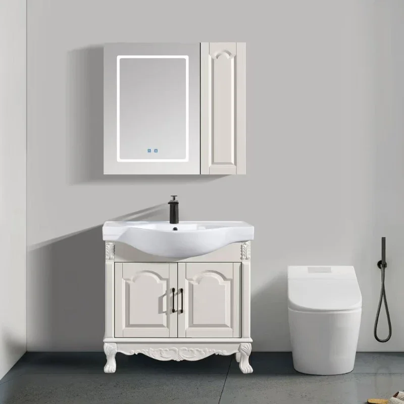 

Household bathroom cabinet combination ceramic integrated big belly basin washing table narrow side