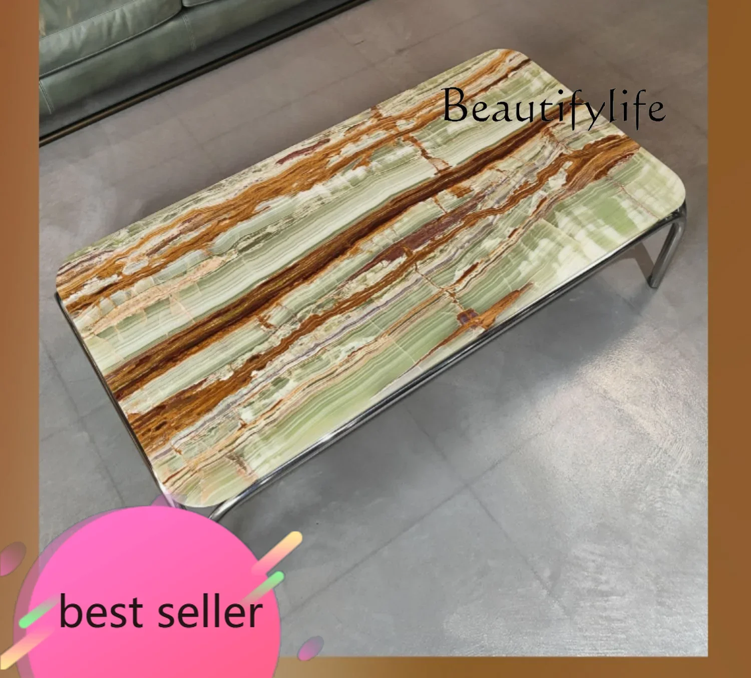 

N Italian Minimalist Designer Model Natural Ancient Gray Jade Coffee Table Living Room Home Modern Light Luxury Coffee Table