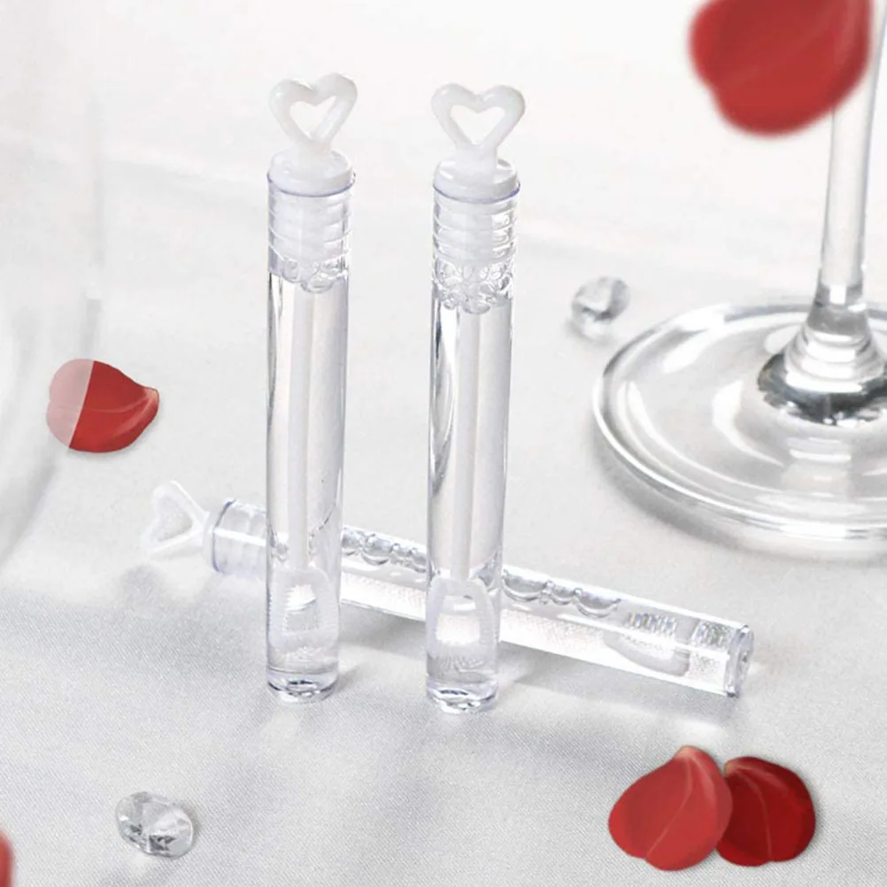 

18pcs Love Heart Bubble Wands Refillable Empty Bottle for Kids Party Wedding Family Outdoor Lightweight Safe Blow Toy