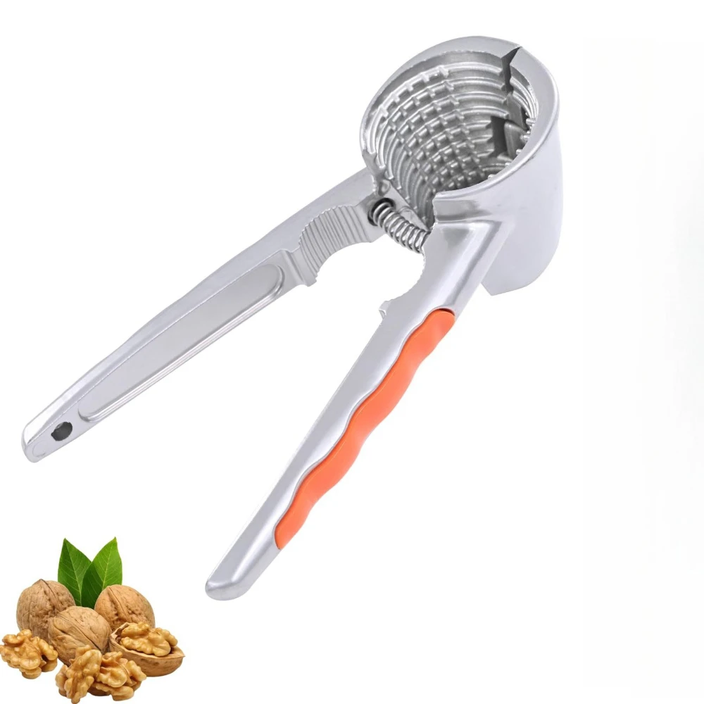 Crackers de nueces con mango antideslizante, abridor de frutas secas de nogal fácil para el hogar y el restaurante, herramienta multiusos con Clip para alicates de nueces