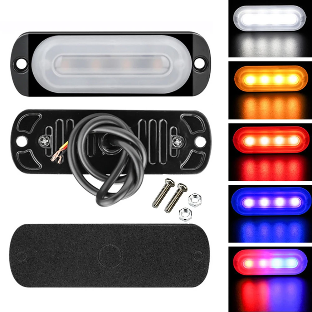 

4 LED Car Side Marker Lights for Trucks Motorcycle Rear Strobe Lamp LED Flasher Emergency Construction Warning Lights Lightbar