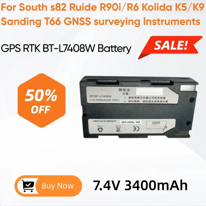 

7.4V 3400mAh GPS RTK BT-L7408W Battery for South S82 Ruide R90i / R6 Kolida K5 / K9 Sanding T66 GNSS Surveying Instruments