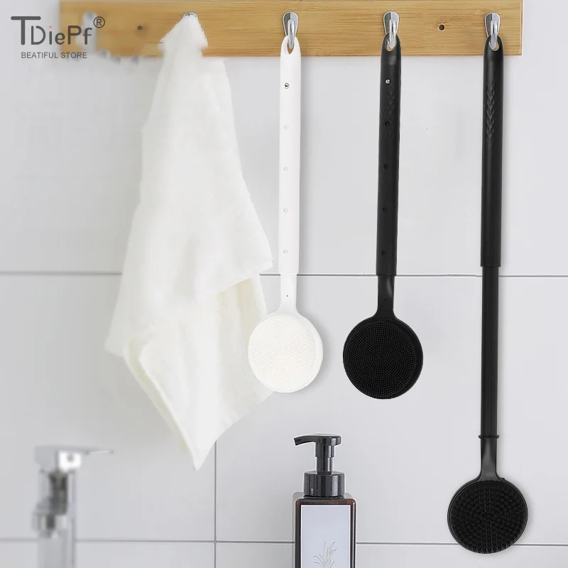 

Силиконовый скребок для спины для душа, ванны, щетка для тела с телескопической регулируемой длинной ручкой, двусторонняя щетка для душа