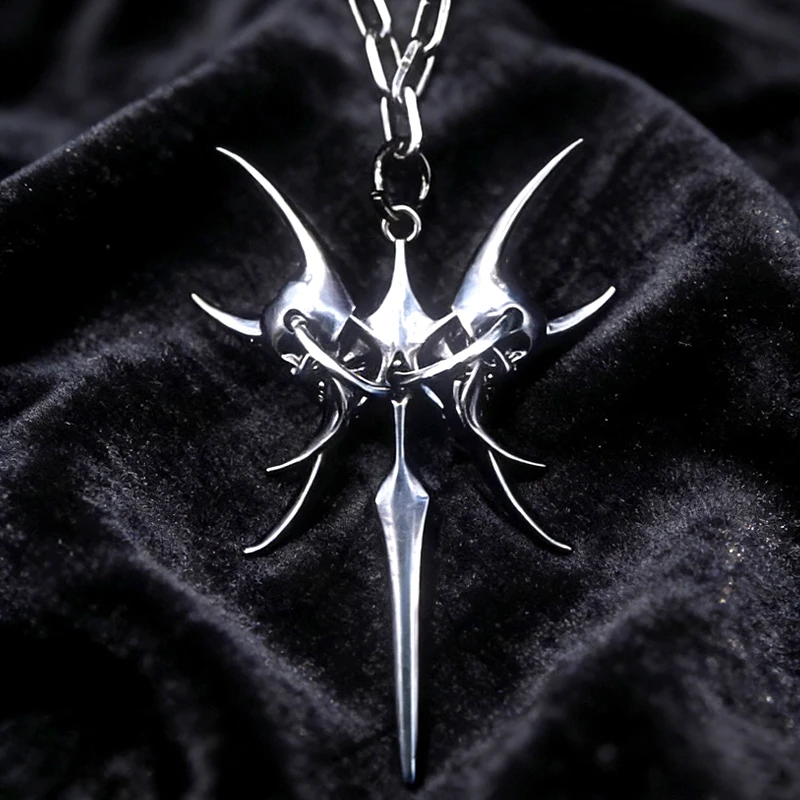 Gothic-Schmuck Kettenhalskette mit Totenkopf-Anhänger für Frauen Punk 90er Ästhetik Accessoires Dornen-Spike-Halskette Grunge Rock
