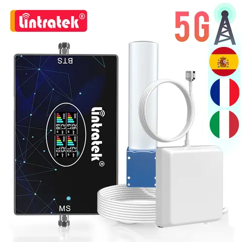Lintratek 3g 4g 5g 신호 증폭기 n3 n1 n28 700 1800 2100 MHz gsm 900 셀룰러 모바일 신호 리피터 옴니 안테나 부스터 키트