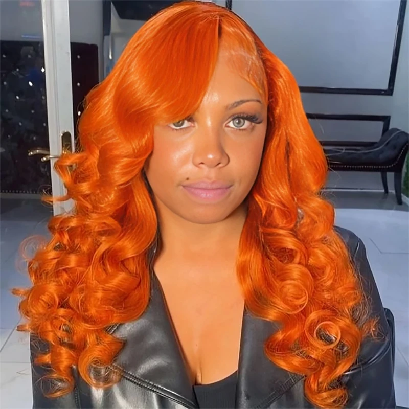 

30 40 Inch Orange Ginger HD Lace Front Wig Human Hair 13x4 Body Wave Frontal Wig Pre Plucked Colored Human Hair Wigs For Women