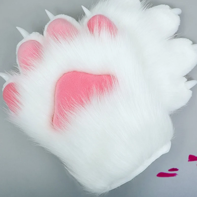 Guantes de uñas de felpa de dibujos animados, manoplas peludas de Anime, accesorios de Cosplay, disfraz de Halloween, guantes de pata, 2 piezas