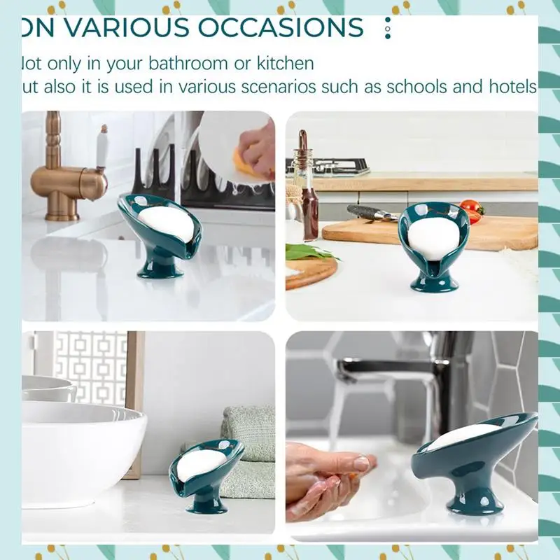 

A71P 2X мыльница, держатель для мыла, самосливная мыльница в форме листа мрамора для ванной комнаты, зеленый