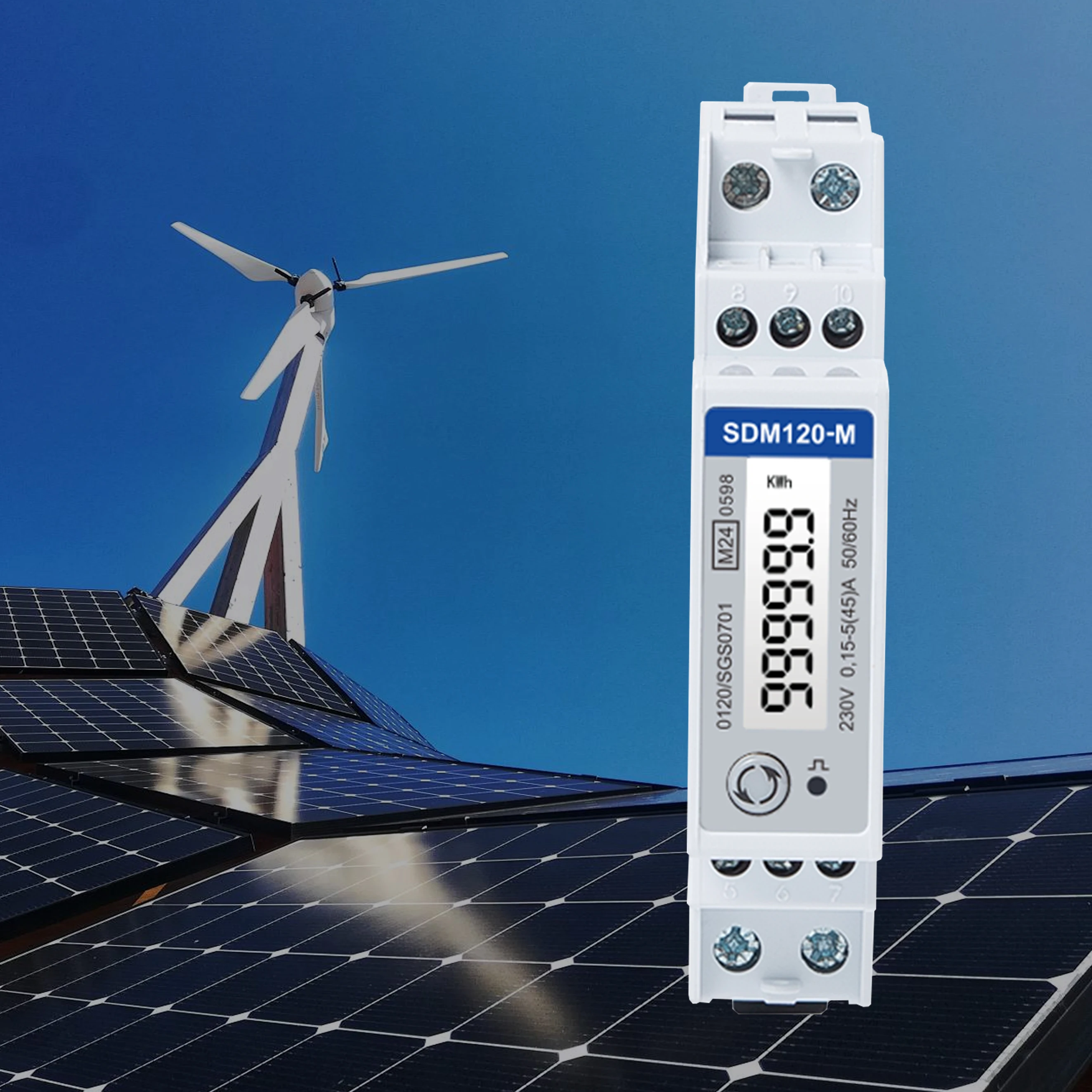 

SDM120-M Cost-effective Single Phase Din Rail MID Electricity Meter RS485 Modbus Bi-directional Solar PV Energy Meter