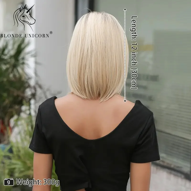 13*5*1 Short Lace Front Wig Blonde Synthetic Wigs for Women Straight Bob Wig Daily Party Use Hair Heat Resistant Fiber Hair