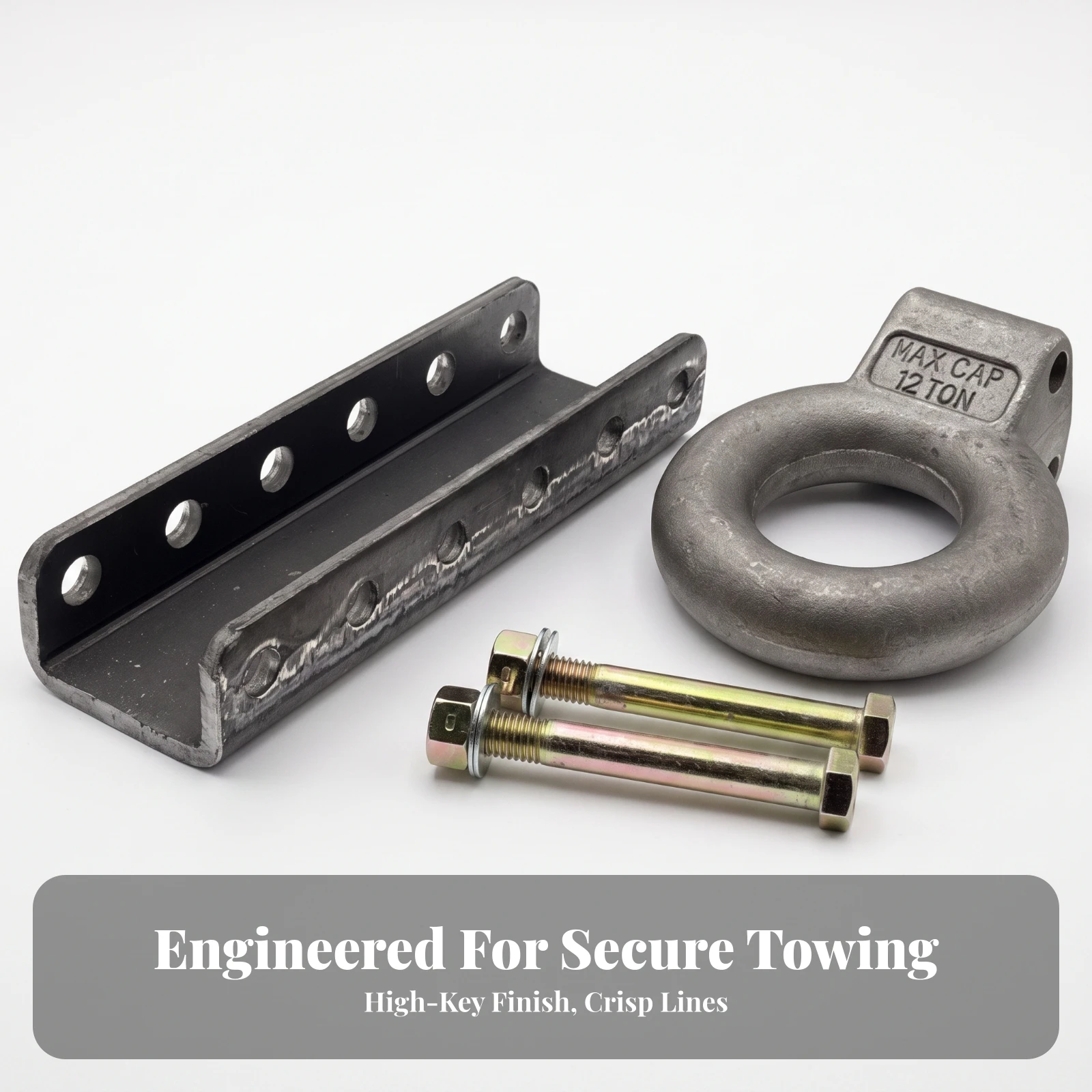 Tow Loop Hitch with Mounting Plate Heavy-Duty Trailer Tow Loop Assembly Hardware Wear Resistant Powder Coated