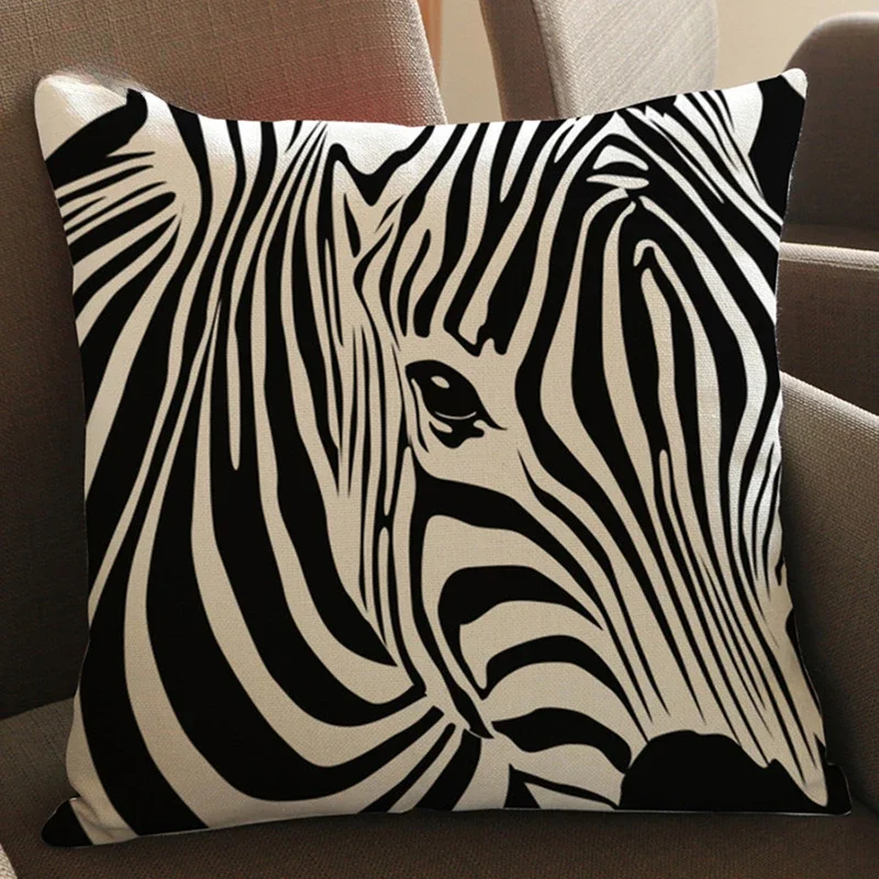 Animal Style Decorative Cushion Zebra Elephant Giraffe Cushion Square Pillow  Linen Pillowcase