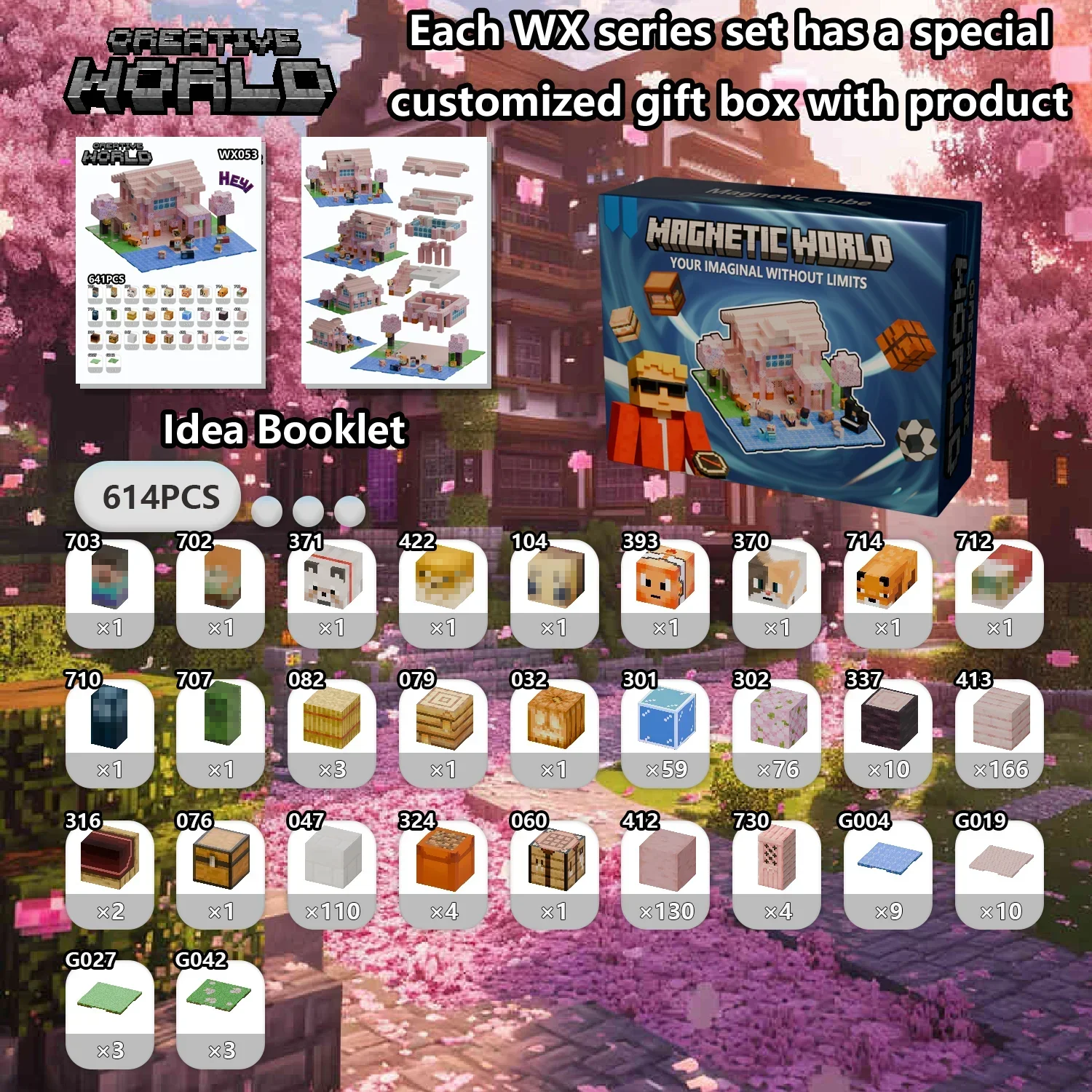 Blocos de construção magnéticos meu mundo conjunto de cubo magnético para menino menina criança idade 3 + diy estilo pixel modelo placa base haste brinquedo placa base