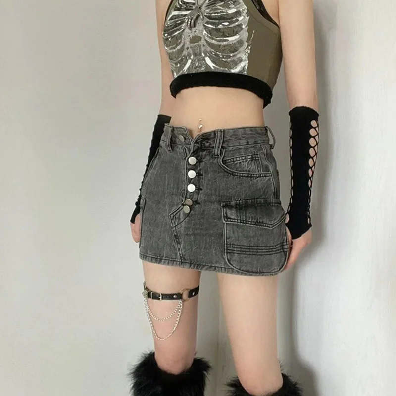 Chaleco sin mangas de canalé con estampado de esqueleto de rayos X para mujer, Top corto de diseñador, ropa Punk estética ciber Retro, Emo de verano, 2024