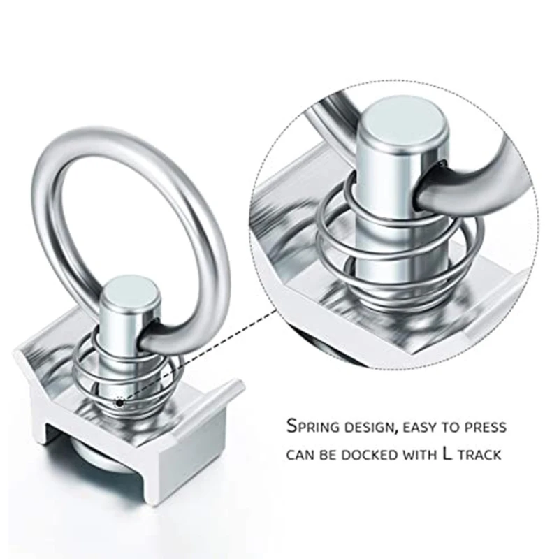 QM82 Stainless Steel Track Fitting L-Track Single Stud Fitting with O-Ring for Create Instant Tie-Down Anchors Points