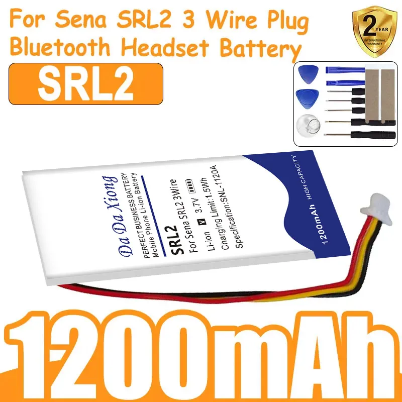 New 3.7V 1200mAh Rechargeable Li-Polymer Battery For Sena SRL2 3Wire-Plug Bluetooth Headset Helmet Batería