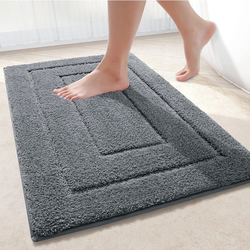 Homaxy Double Frame Velveteen Bathroom Mat Floor Mat Indoor Non Slip Door Mat Dirt Trap Absorbs Water Comfortable Bathroom Mat