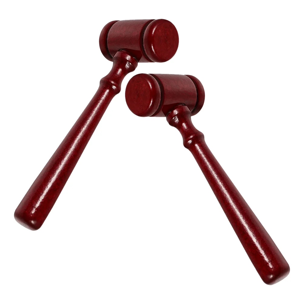 2 Pcs Judge Hammer Solid Wood Auction Mini Gavel for Wooden Mallet Accessory Child Prop Ornament