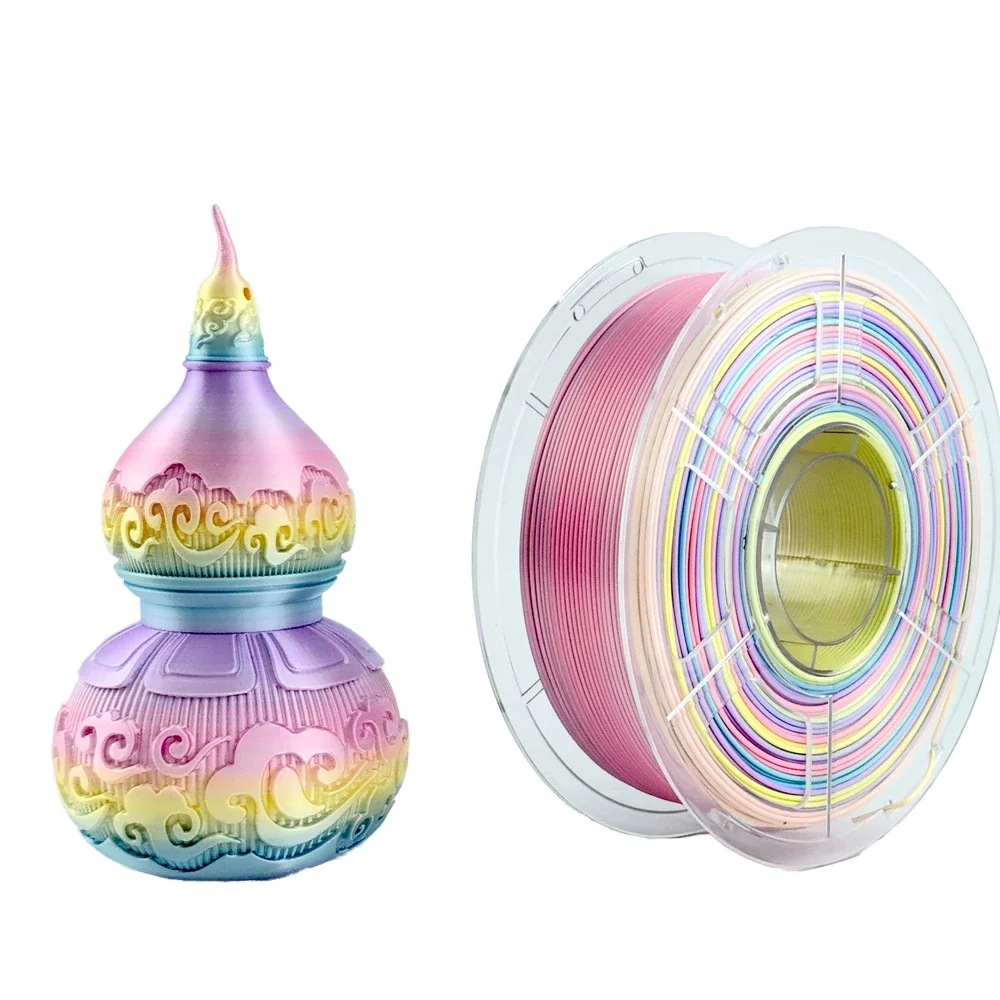 

Jinccai Gradient Rainbow Silk PLA 3D Printer Filament 1.75mm 1kg 100% Virgin High Quality Compatible 99% FDM