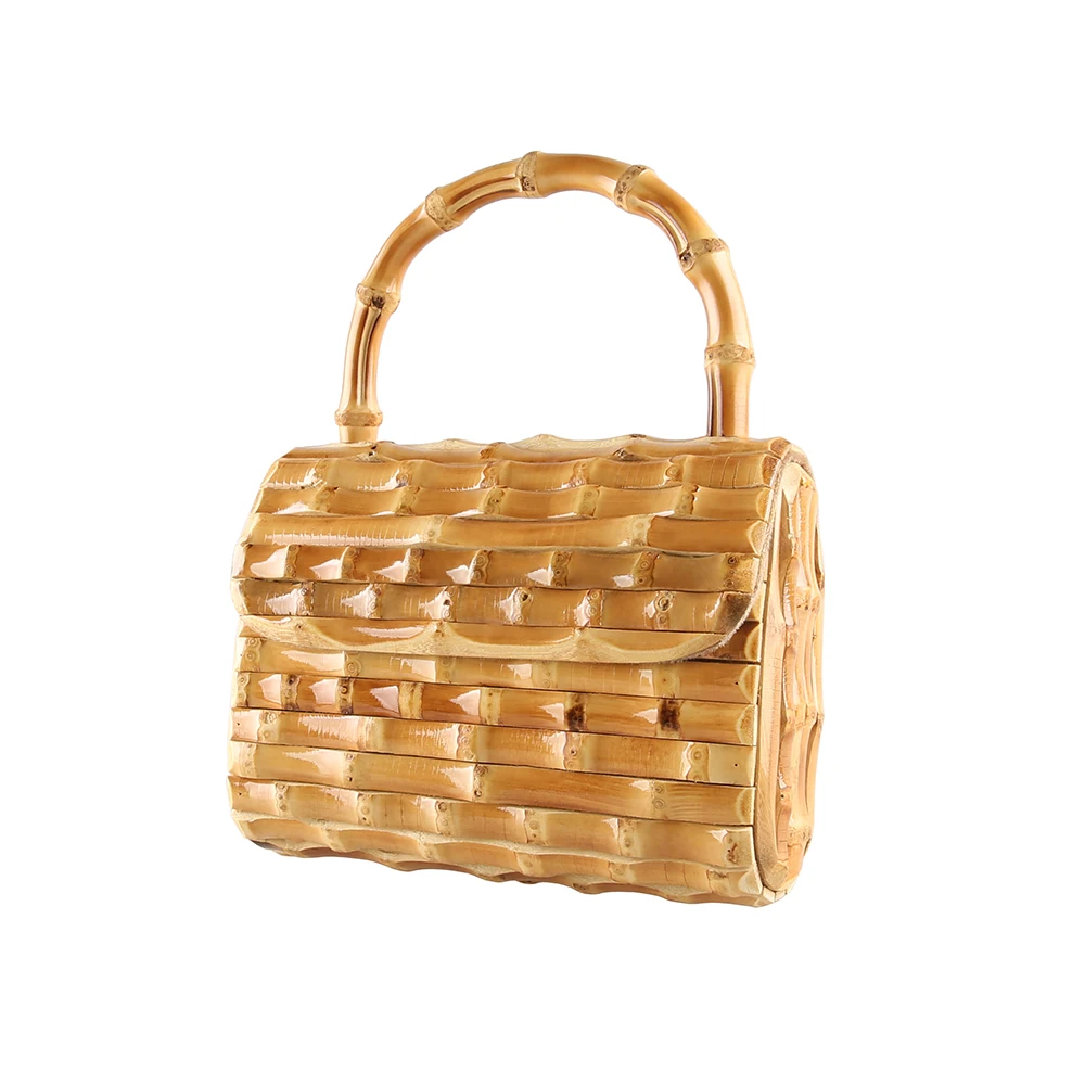 Bamboo Woven Tote Evening Bag Purse Fashion Luxury Handmade Bamboo Root Whip Weaving Handbag for Apple iPhone 13 Mobile Phone