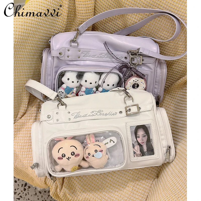 Original Pain Bag Japanese Sweet Girl Casual Handheld Shoulder Transparent Bag Student Kawaii Versatile Y2k Cosmetic Bag