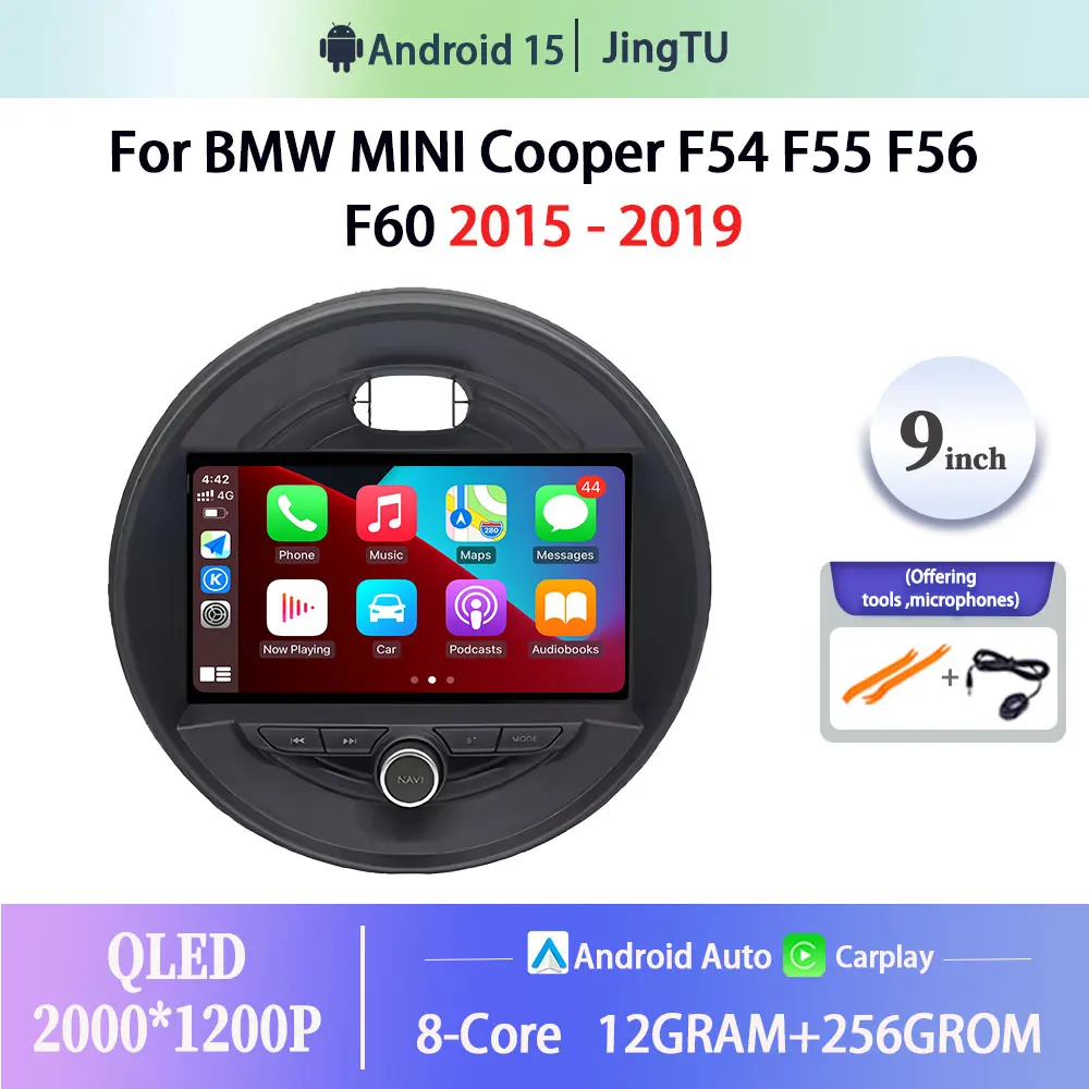 

9-дюймовый Android 15 Carplay для BMW MINI Cooper F54 F55 F56 F60 2015-2019 мультимедийный радиоплеер с автоматическим головное устройство, экран навигации