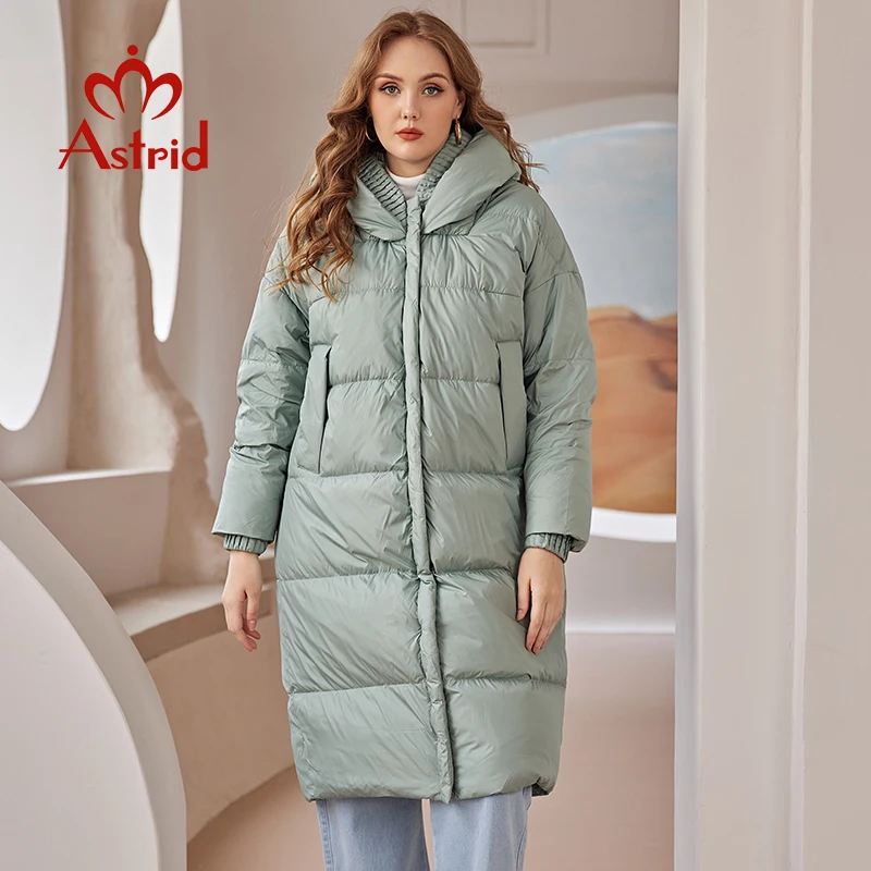 Astrid 2022 Down Jacket Women Winter Warm Long Coat Women Parkas Hooded Fashion Loose Outerwear Women\'s Jacket Female Clothing