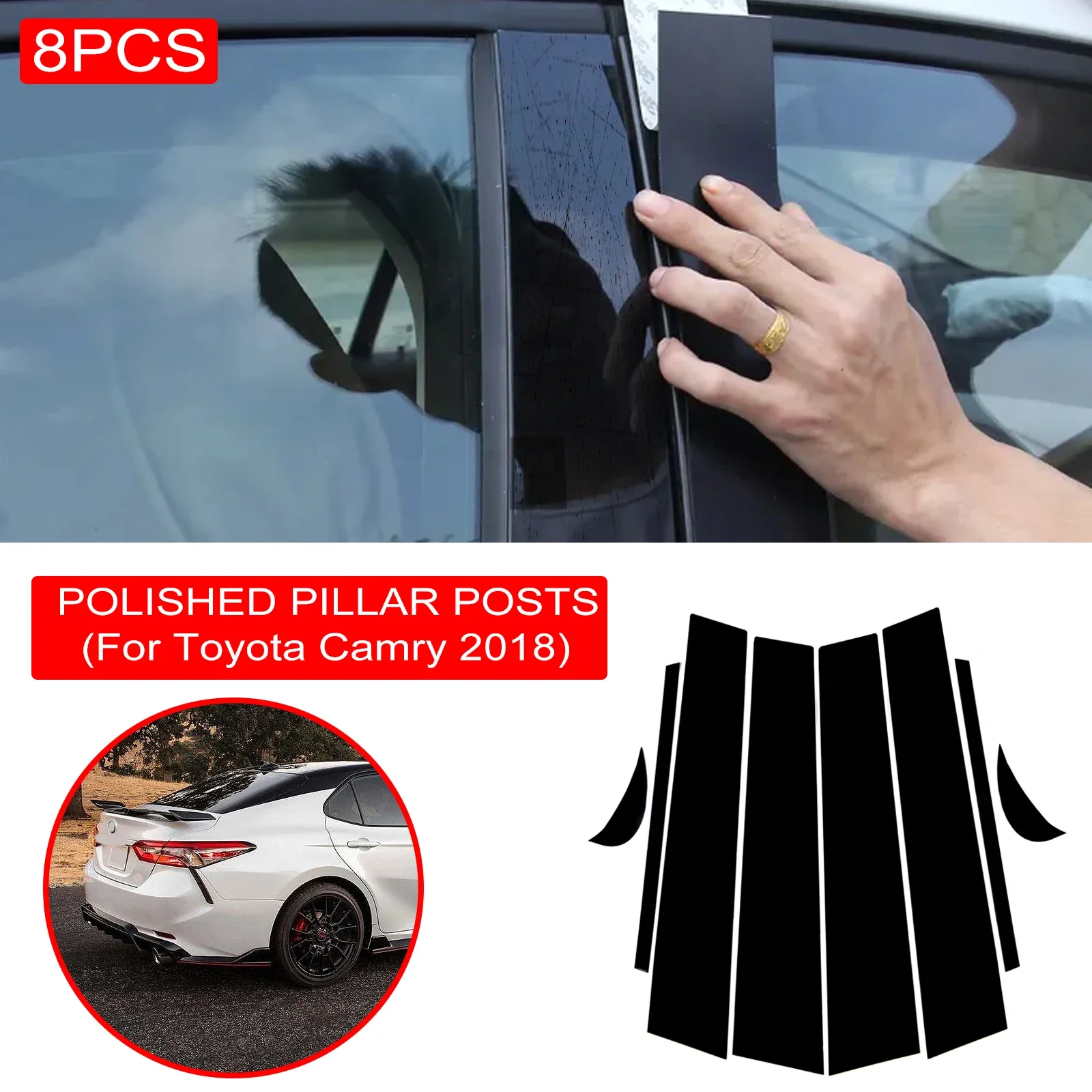 

8pcs Car Window B-Pillar Trim Sticker For Toyota Camry 2018 Door Pillars Wrap Film Styling Accessories Dropship New