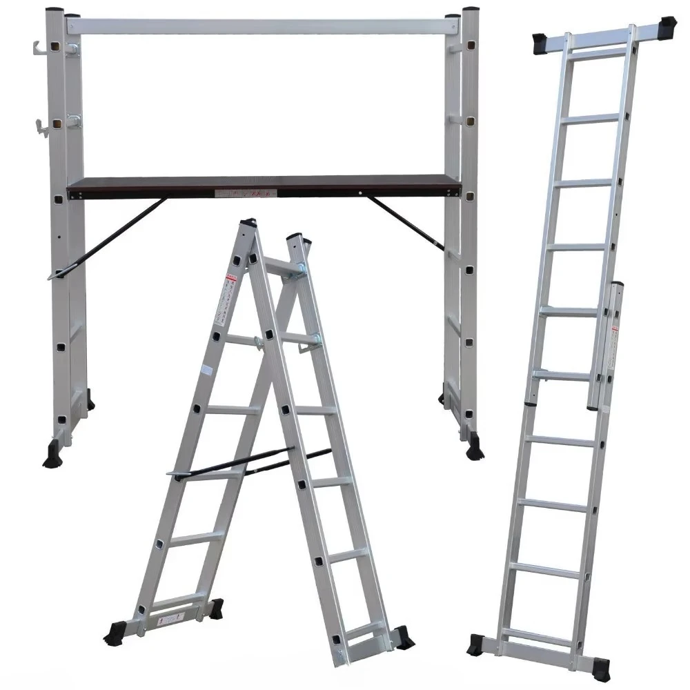 SOYOUNG 3M Aluminum Telescopic Ladder Industrial Style Folding Step Ladder with Insulation for Home & Apartment Use