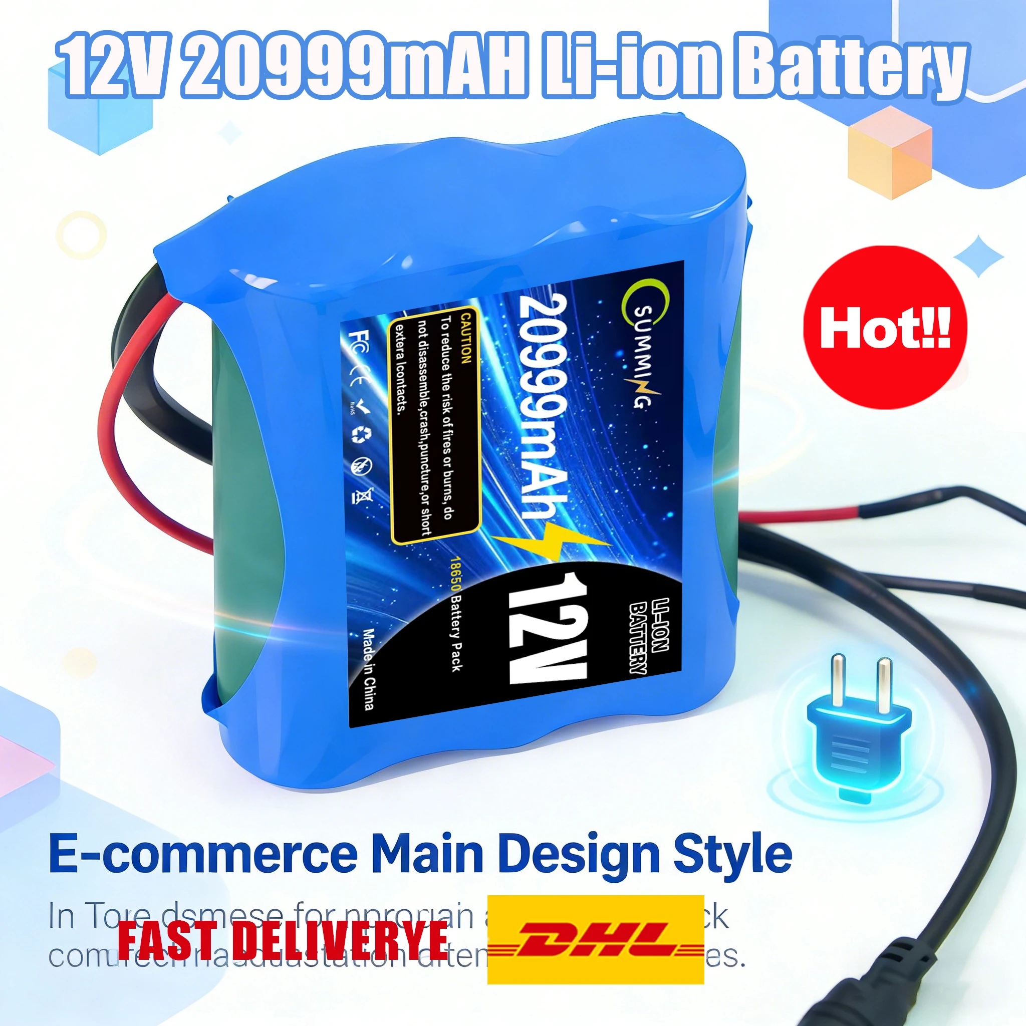 

12.6В 20999мАч 3S1P Li-ion ⏱️ Аккумуляторная батарея 12В 20.9Ач с питанием от постоянного тока ️ Зарядное устройство, защита от перезаряда/переразряда