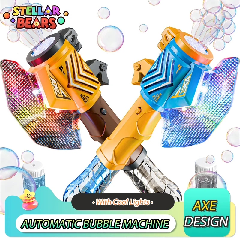 

Handheld Axe Bubble Stick Cool Lights Automatic Bubble Machine Children's Toy Outdoor Beach Party Boy Girls Electric Bubble Wand