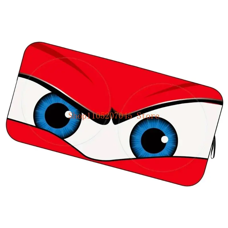 37cd ظل شمسي للزجاج الأمامي للسيارة بعيون زرقاء وحمراء مضحكة (قطعة واحدة) واقي شمسي قابل للطي للحماية من الأشعة فوق البنفسجية