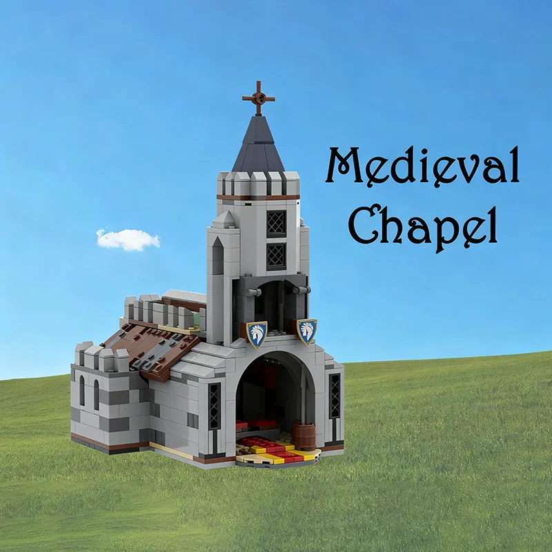 664 pçs moc medieval capela castelo modelo blocos de construção arquitetura diy ideia criativa brinquedo presente natal educação tijolo